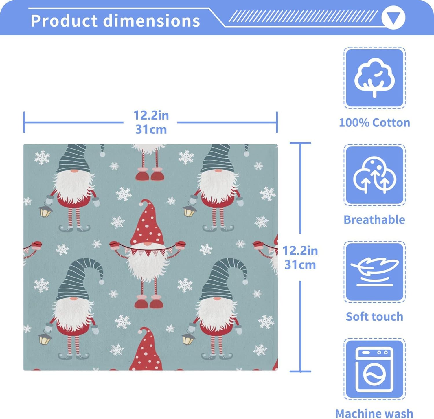 Xigua Christmas Gnome Washcloth Set