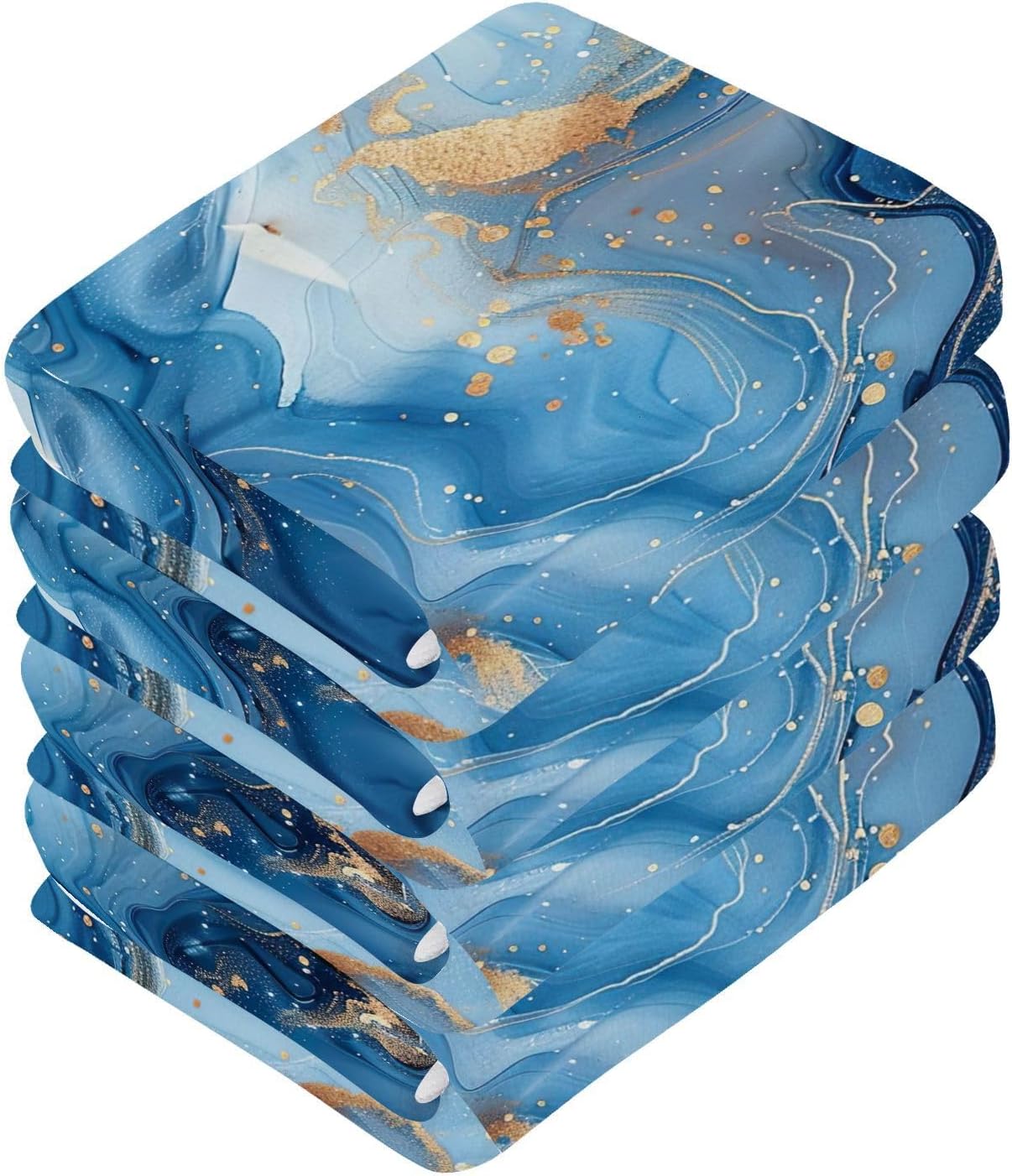 Bliss Blue Gold Marble Washcloths 2
