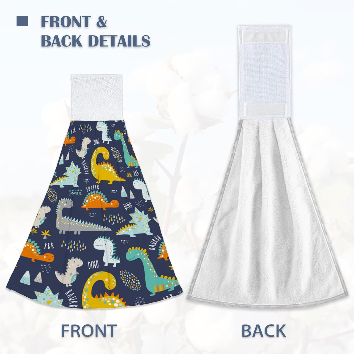 Elightvap Funny Kids Dinosaurs Hanging Kitchen Towels Set of 2