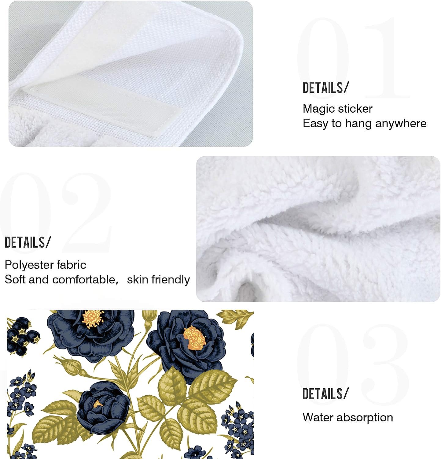 Green Leaves Kitchen Hanging Hand Towels Set 12x17 in