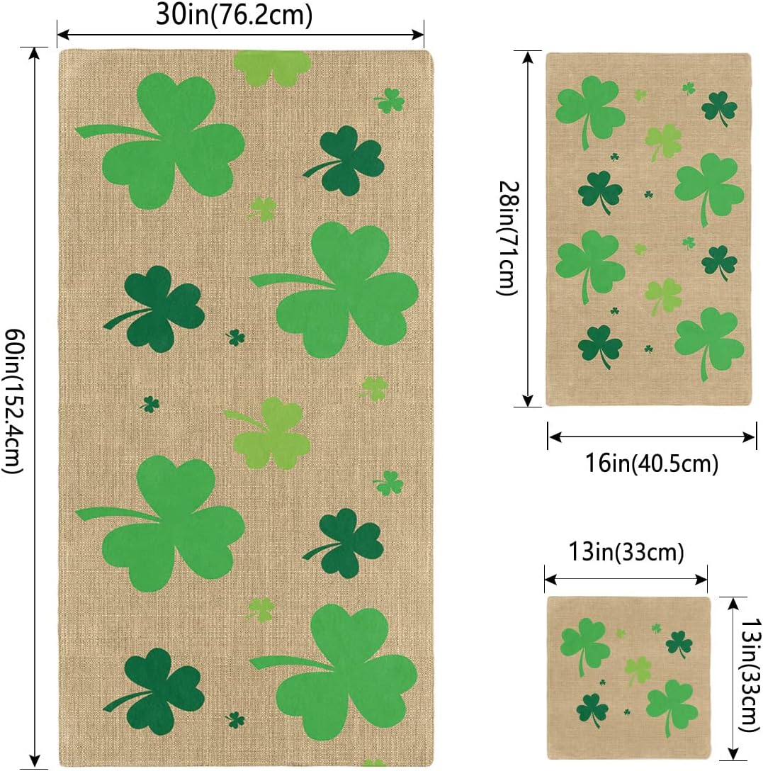 St Patricks Day 3-in-1 Bath Towels Set Linen Green Soft Absorbent for Bathroom Hotel Travel