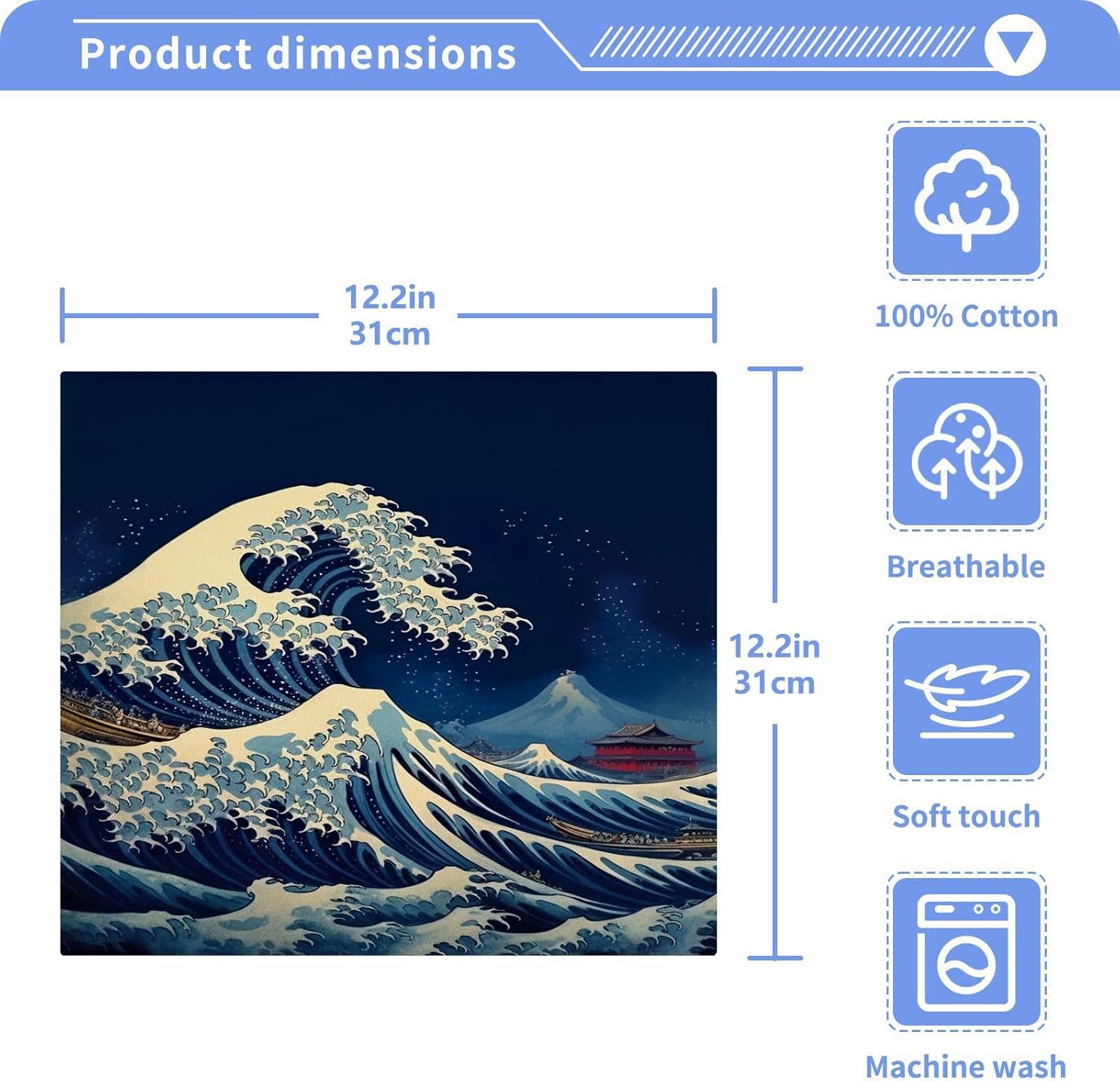 YETTASBIN Sea Waves Washcloths 2 Pack