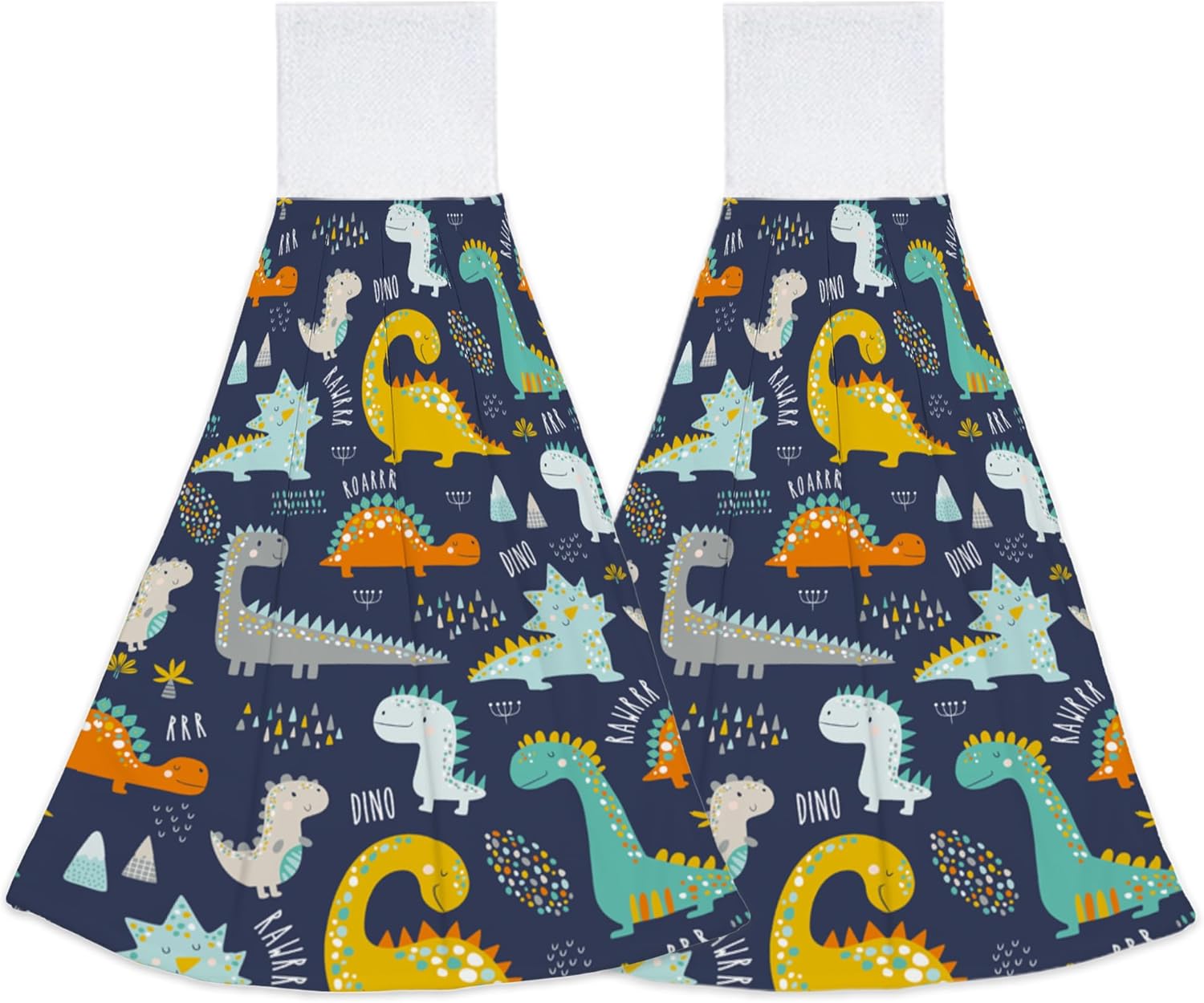Elightvap Funny Kids Dinosaurs Hanging Kitchen Towels Set of 2