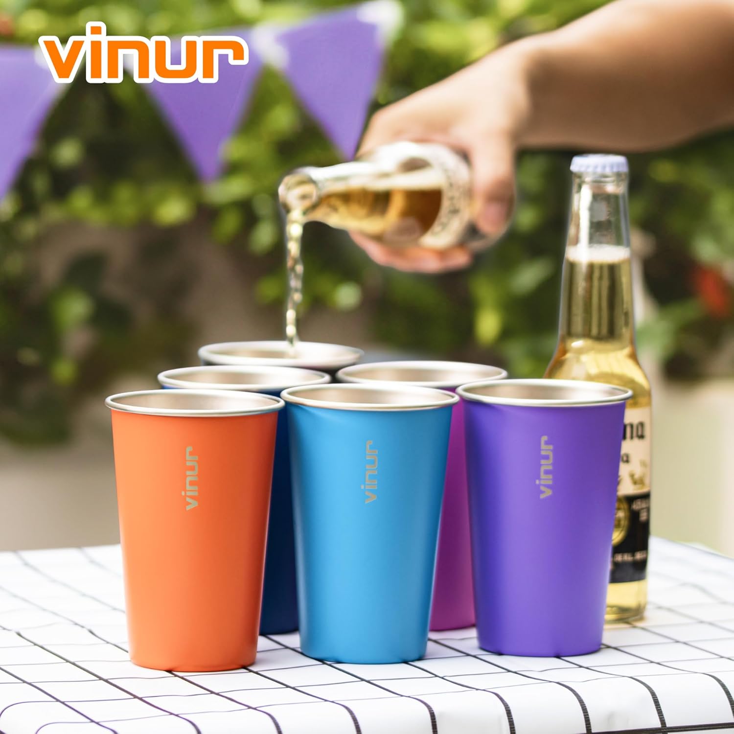 Stainless Steel Pint Glasses 4-Pack 16 Oz Child-Friendly Durable Eco-Friendly