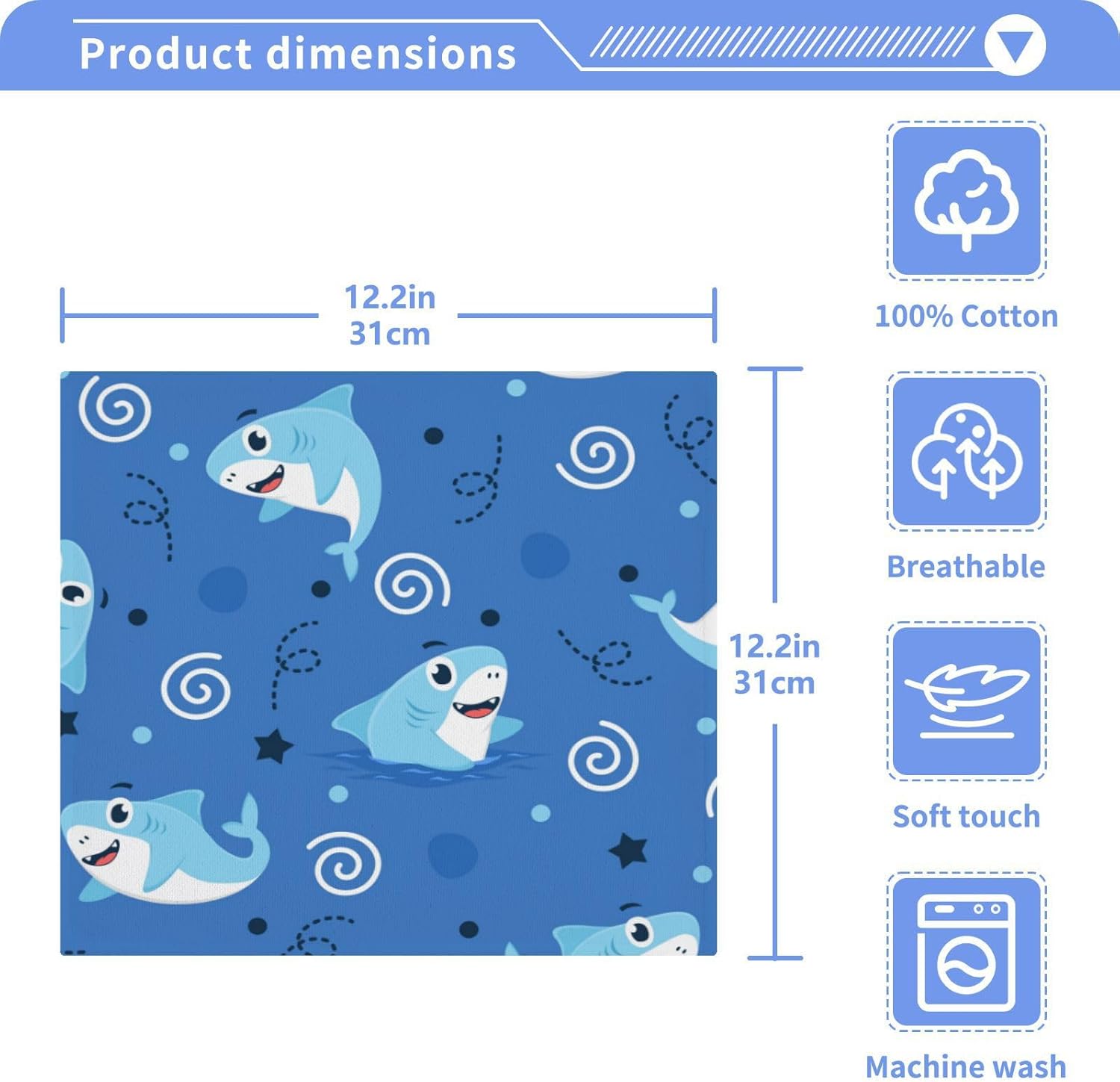 Yettasan Shark Washcloth 2-Pack