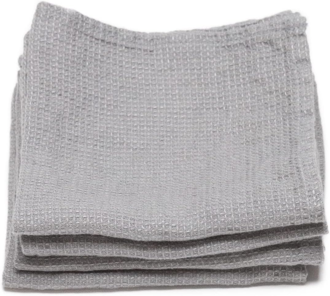 LinenMe Hand Towels Set of 4 12x12 Graphite Soft Dries Quickly