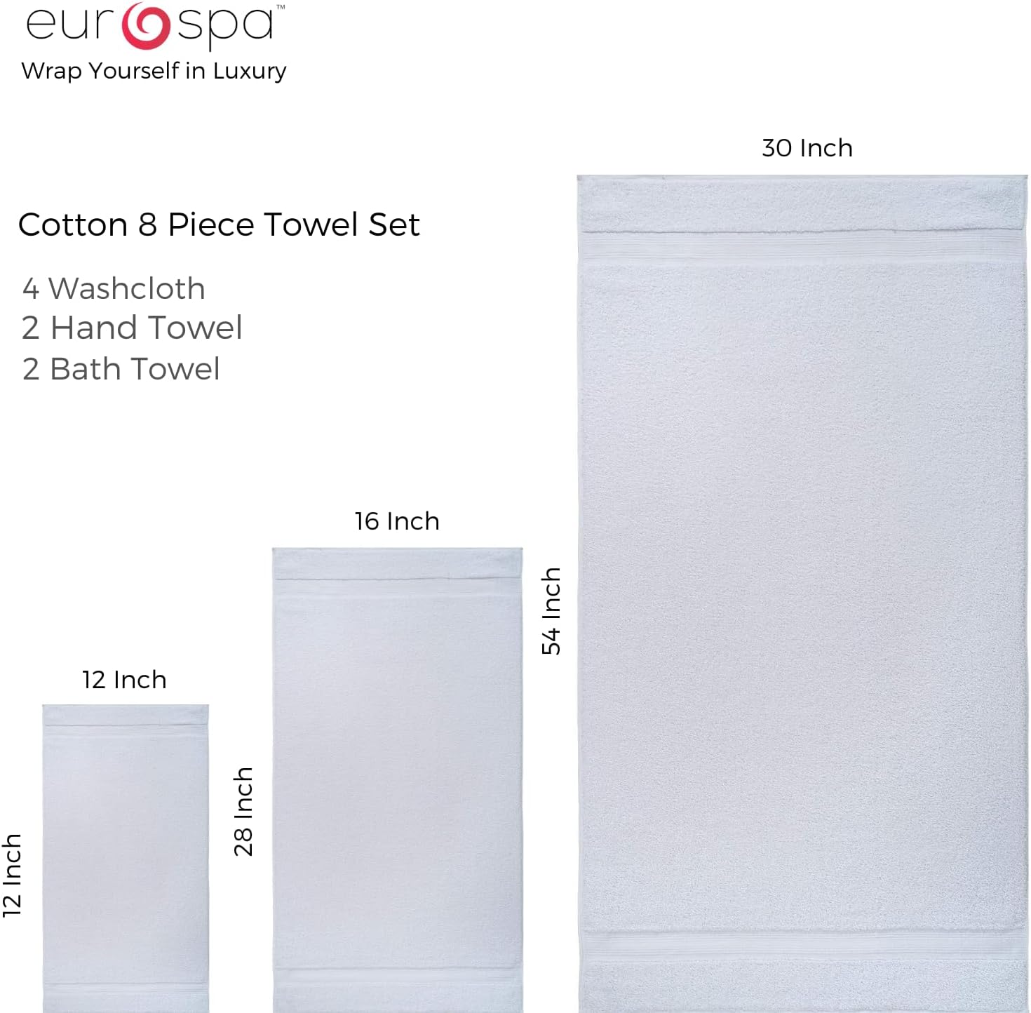 Extra-Luxurious 8-Piece 100 Cotton towel set for bath and beyond