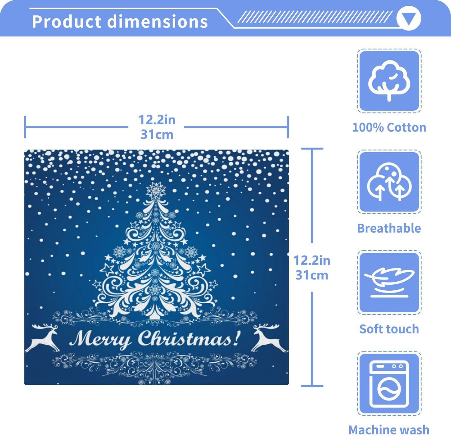 Merry Christmas Blue Washcloth Set 2-Pack for Babies