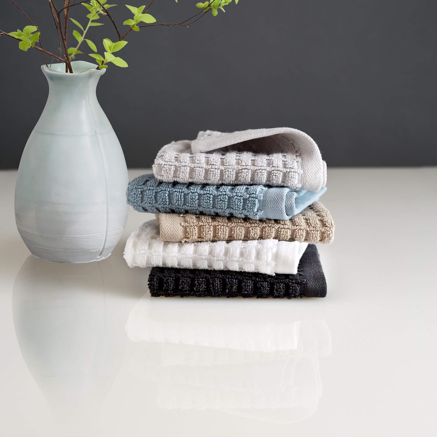 DKNY Quick Dry 100 Cotton Towels 6 Pack - Washcloth Set