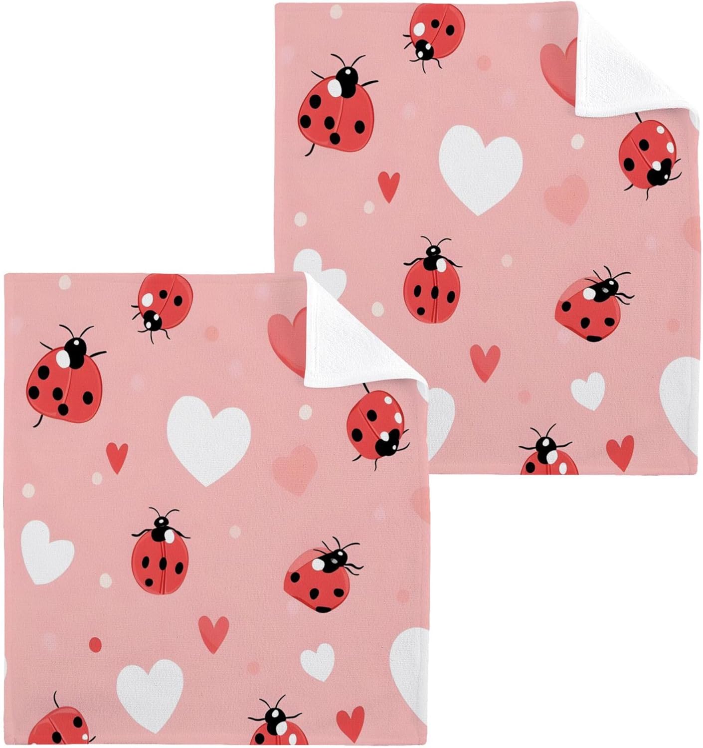 Xigua Ladybugs Washcloth Set - Fast Dry Safe Kitchen Family Essentials