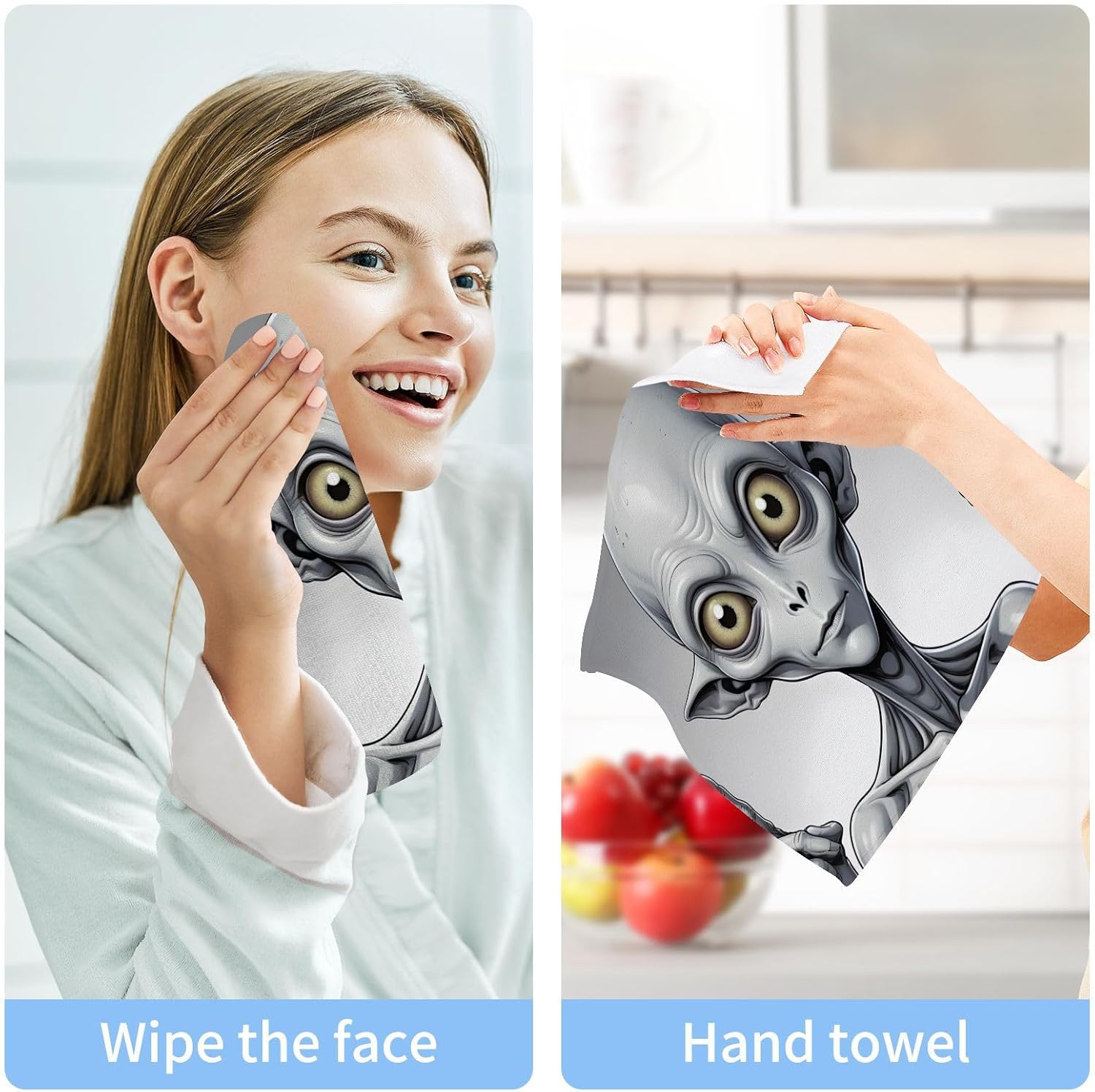 4-Piece Washcloth Set with Alien Print