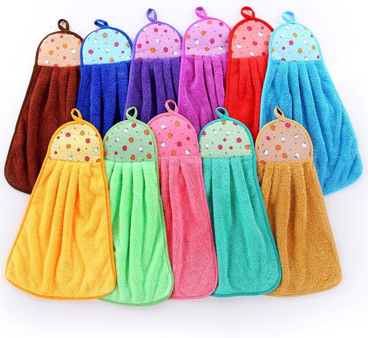 6 Pcs Cute Fruit Design Hand Towels for Kids with Hanging Loop