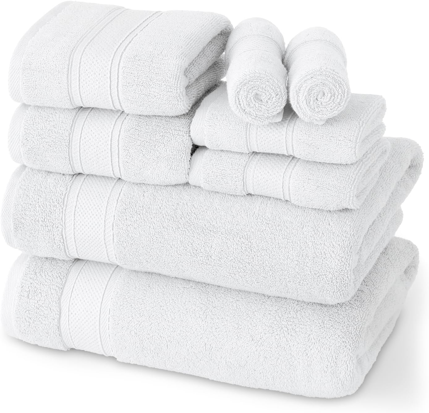 8-Piece 100 Cotton Bath Towel Set for Fast Dry Skin