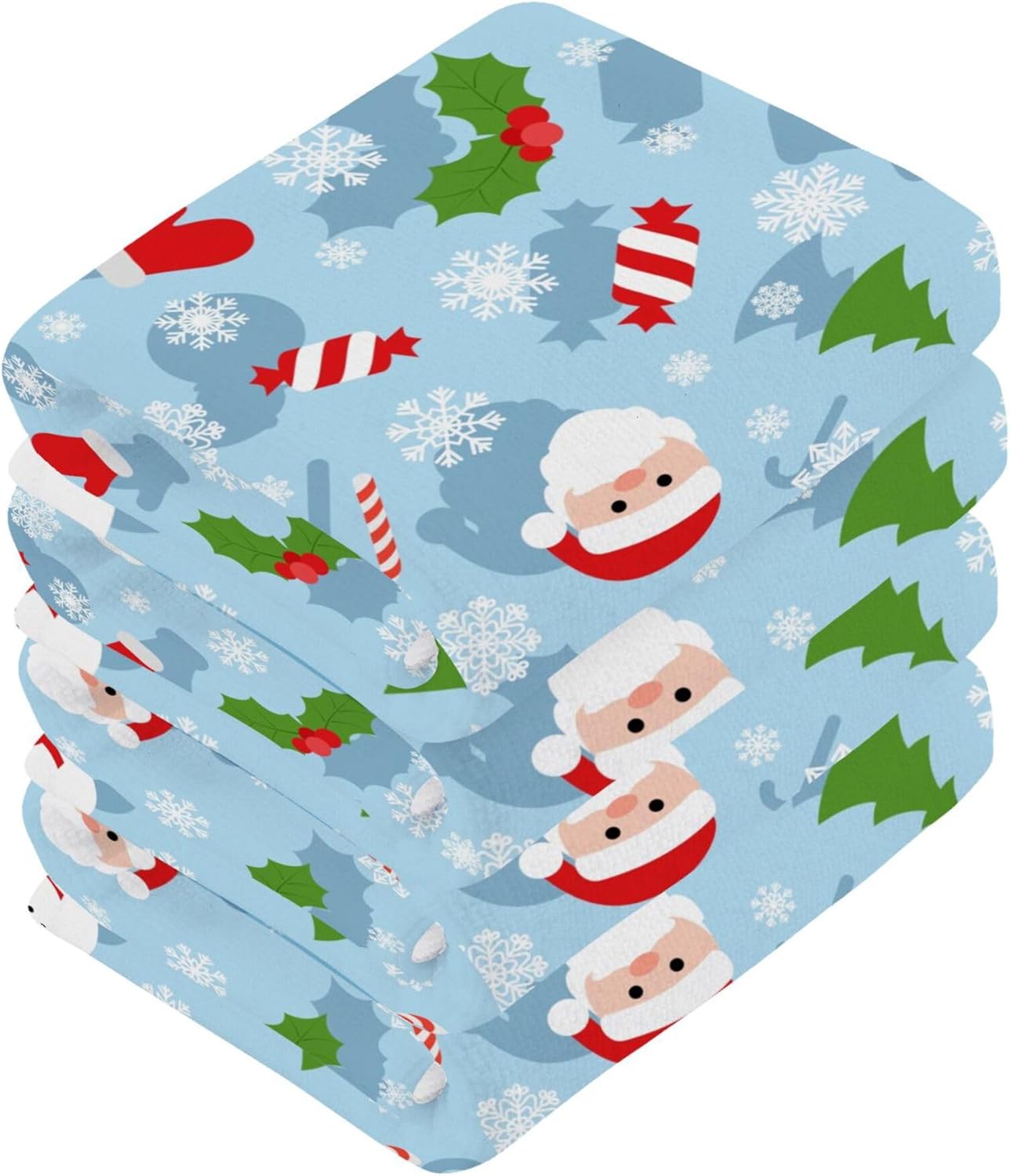 Stylish Christmas Santa Washcloth Set - Eco-Friendly Fast Dry Multi-Purpose Towels