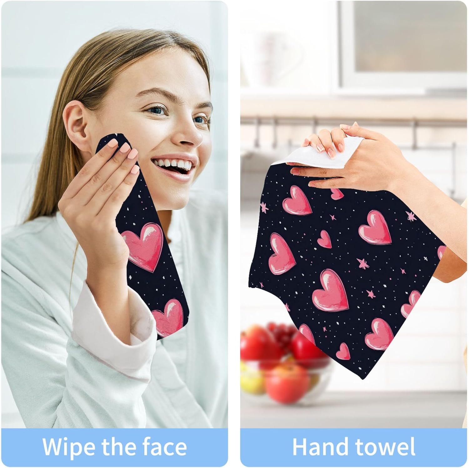 Xigua Hearts and Stars Washcloth Set