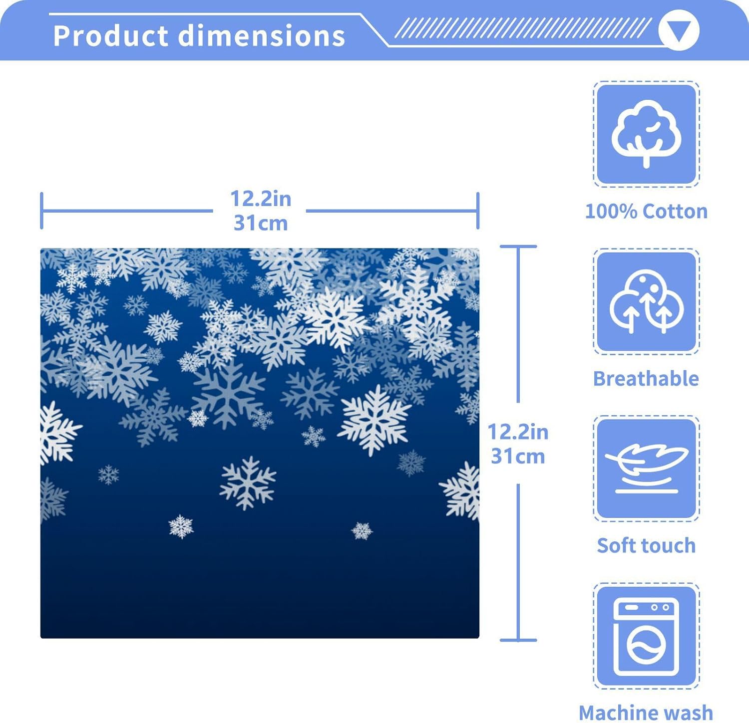 Blue Christmas Snowflake Washcloths 2-Pack