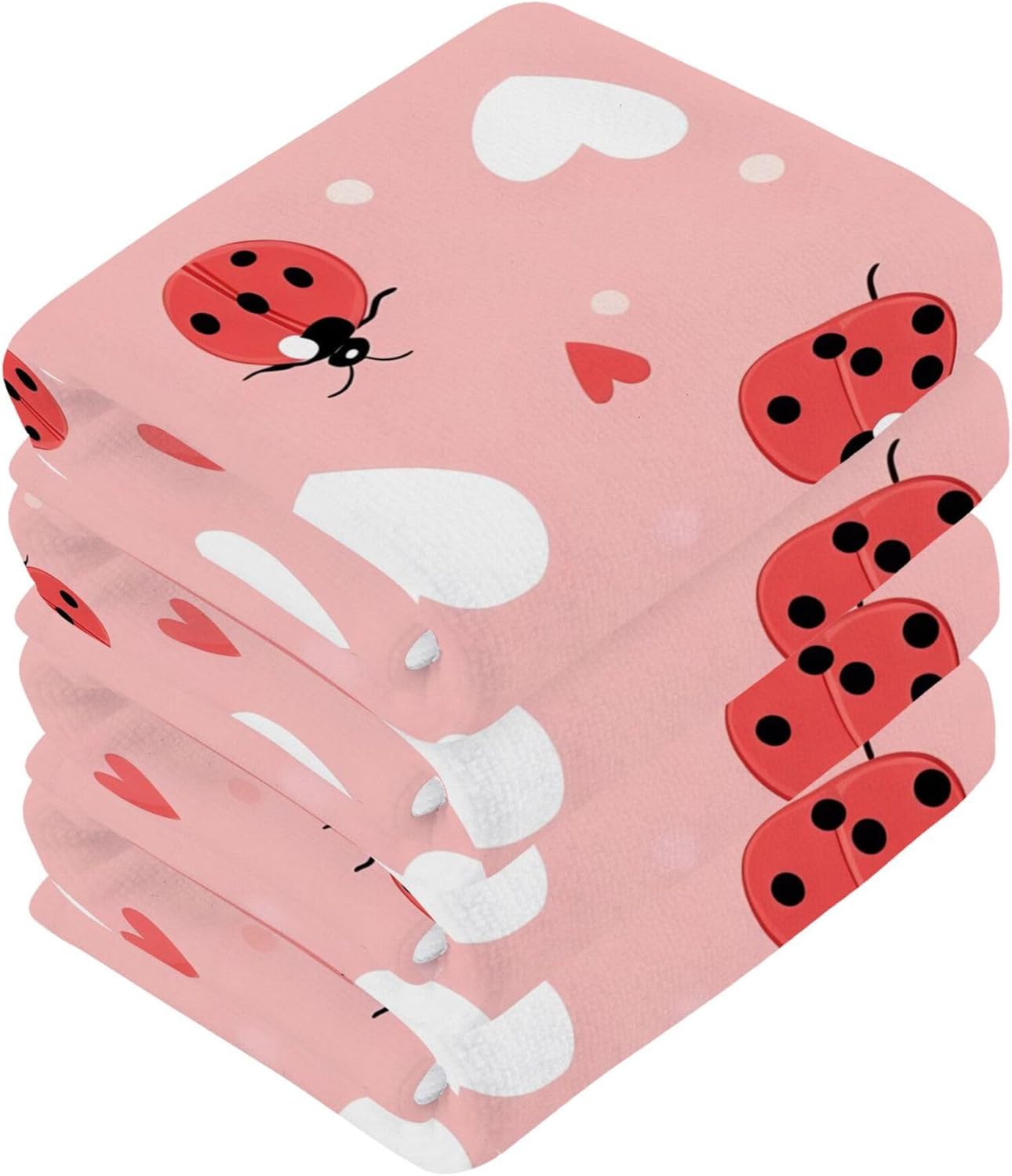 Xigua Ladybugs Washcloth Set - Fast Dry Safe Kitchen Family Essentials