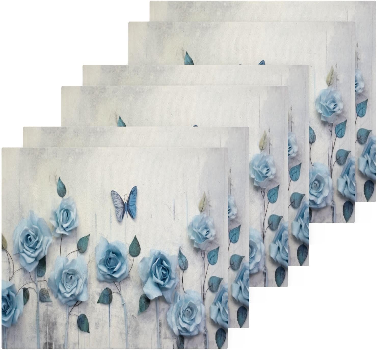 Blue Rose Washcloth Set for Washable Reusable Baby Face Towels