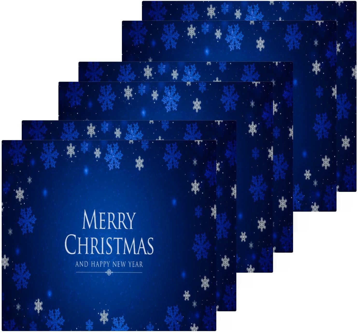 Merry Christmas Blue Washcloths 2 Pack Soft Absorbent Cotton Face Towels