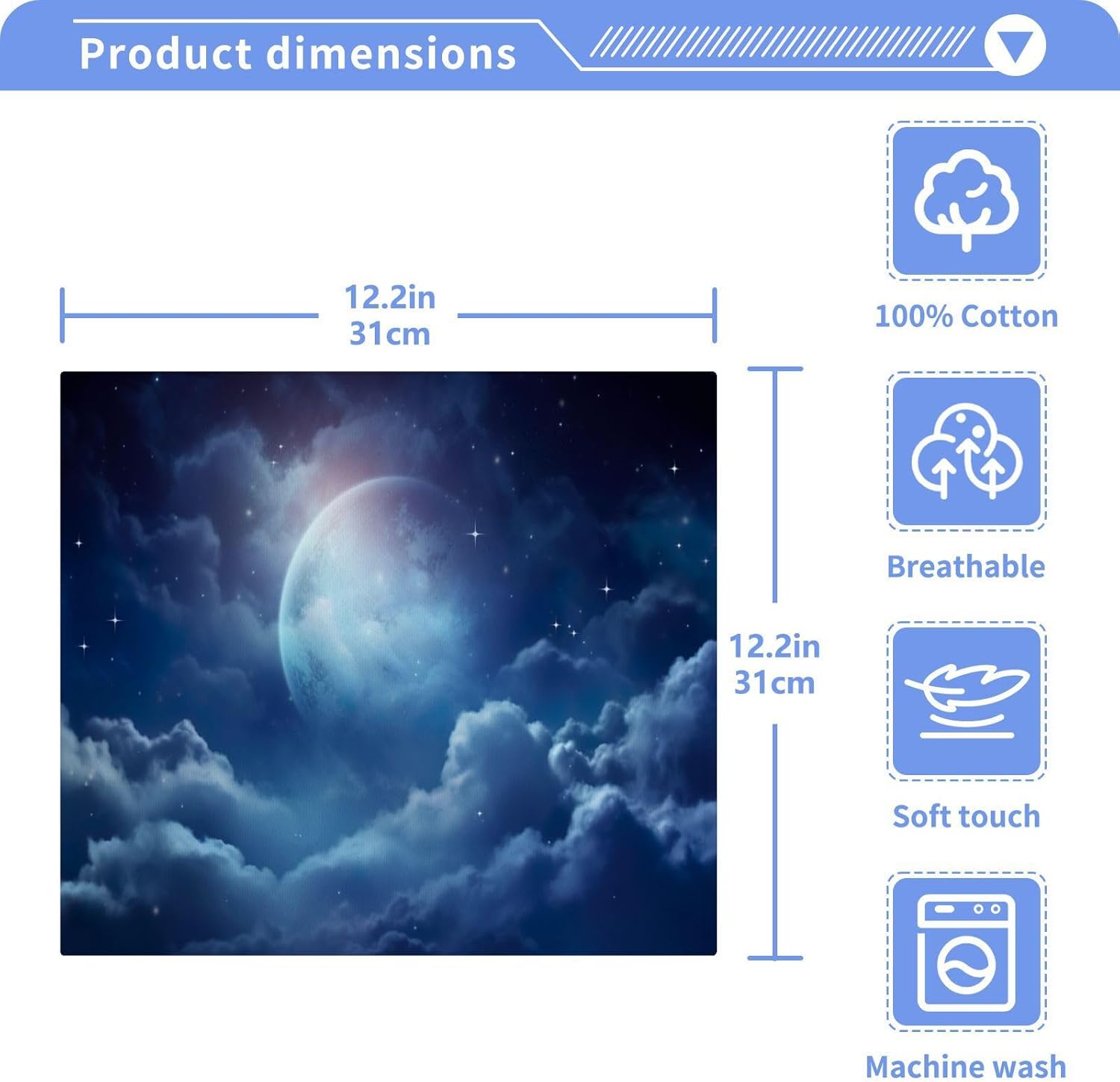 YETTASBIN Moon Cloudscape Washcloths 2 Pack