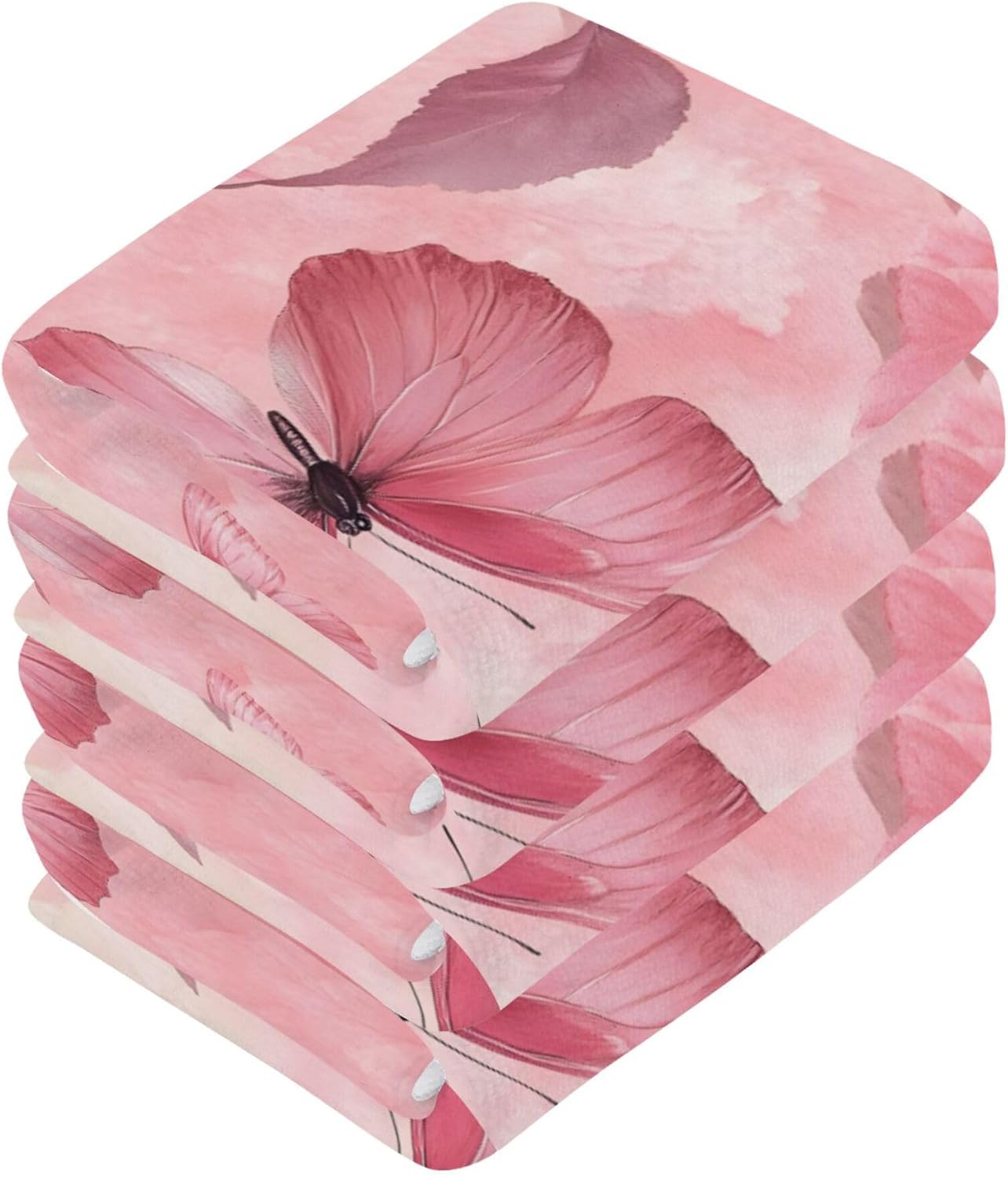 Stylish Xigua Butterflies Absorbent Washcloth Set for Fast Drying
