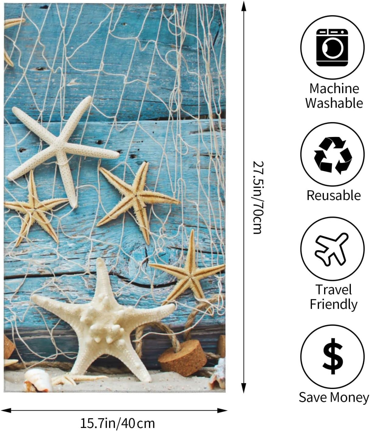 CoVasa Nautical Seashell Hand Towels for Bath Ultra Soft Durable