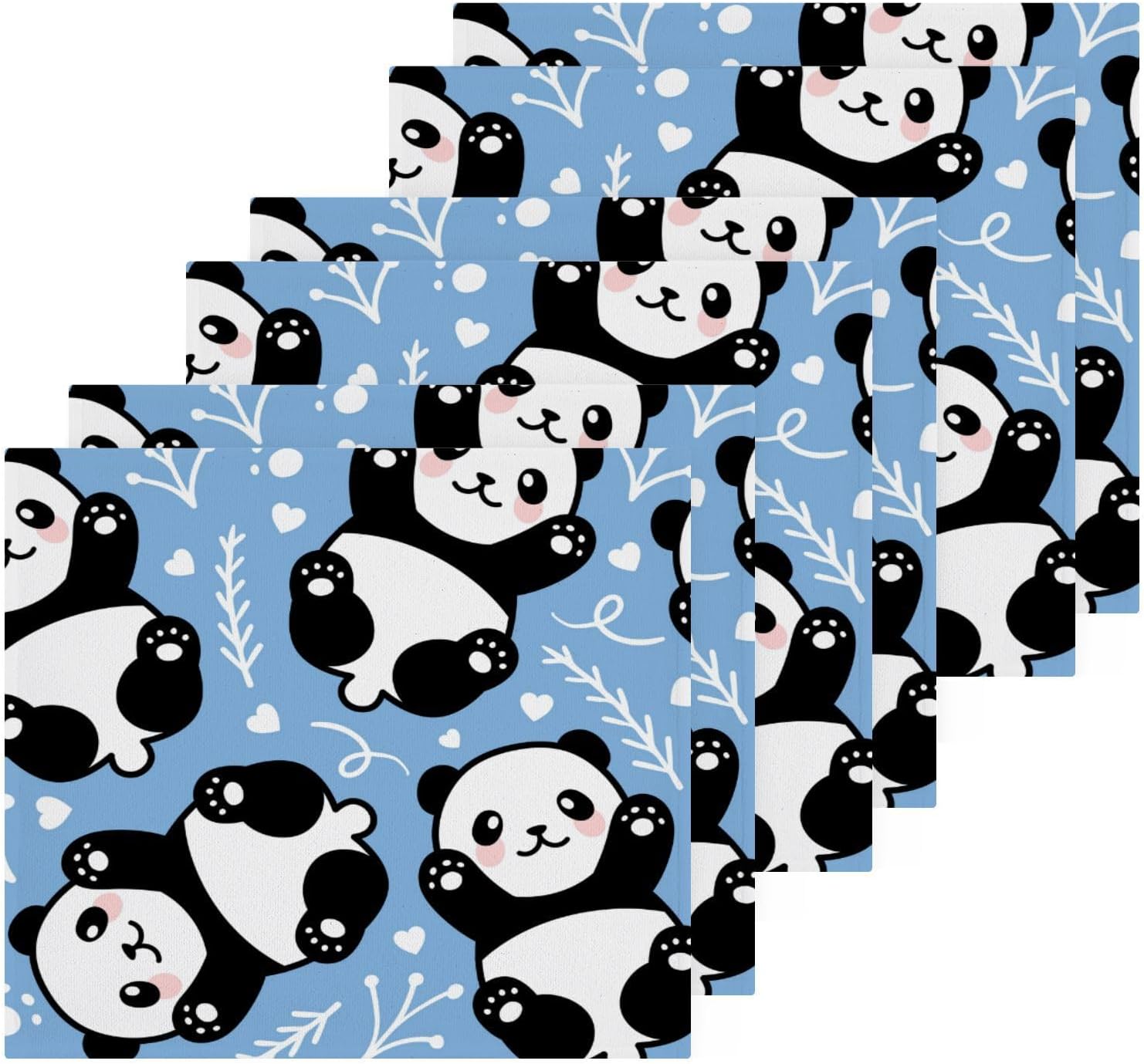 YETTASBIN Cute Panda Washcloth 2 Pack - Soft Reusable 12x12 inch