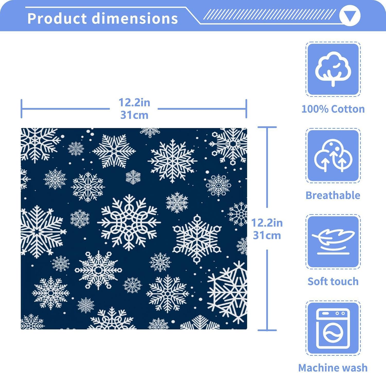 Clean Soft Blue Snowflakes Washcloth Set