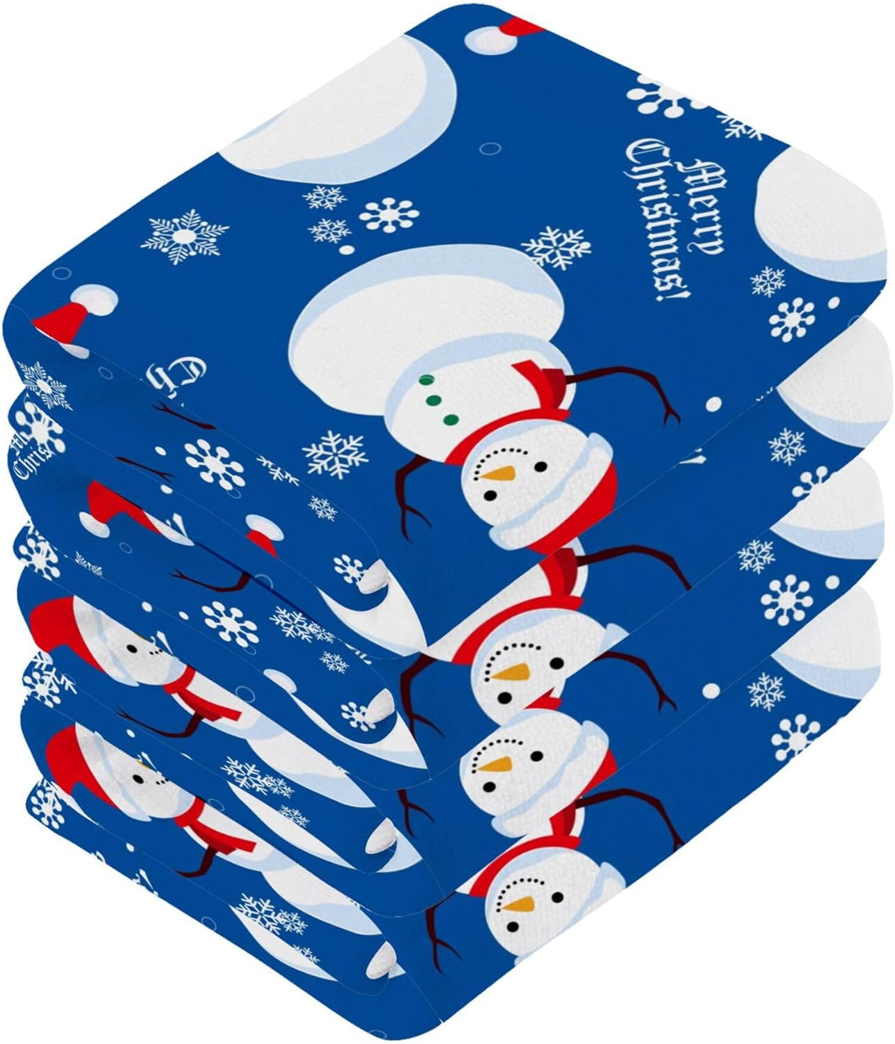 Xigua Christmas Snowman Washcloths Set of 2 12x12 Inch