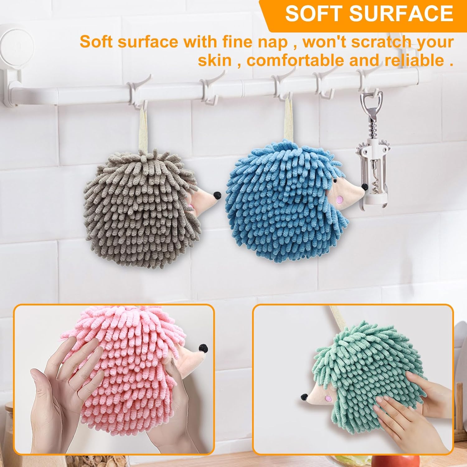 4-Piece Fuzzy Ball Towels