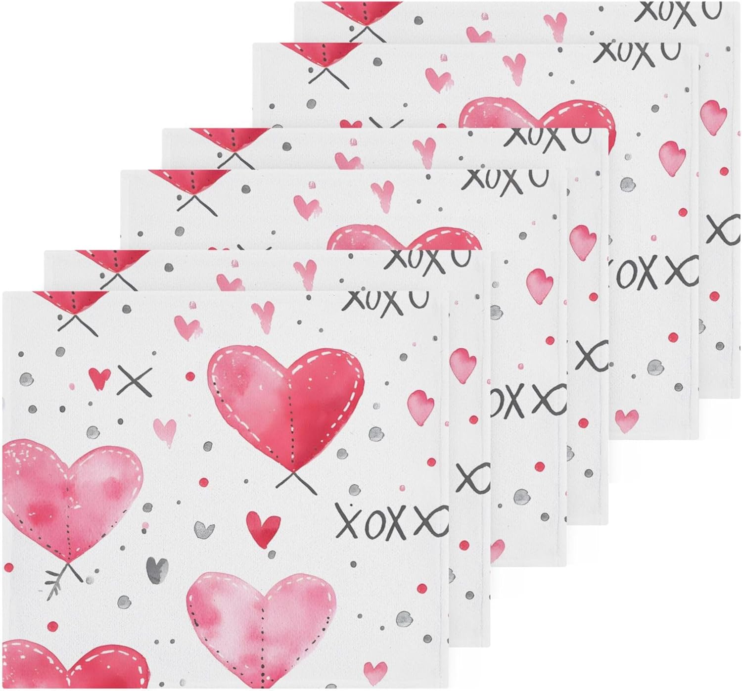 Xigua Valentines Day Hearts Washcloths Set of 2 - 12x12 Inch