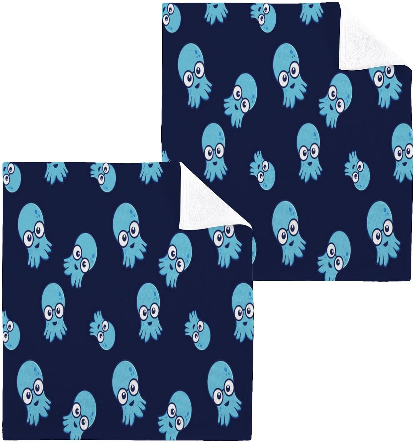 Funny Octopus Washcloths 2 Pack Soft Absorbent Baby Face Towels