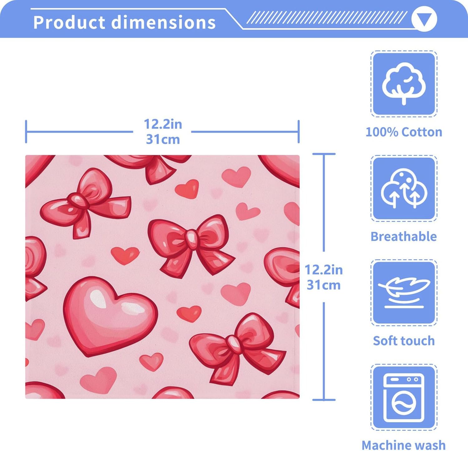 Xigua Hearts and Bows Premium Washcloth Set