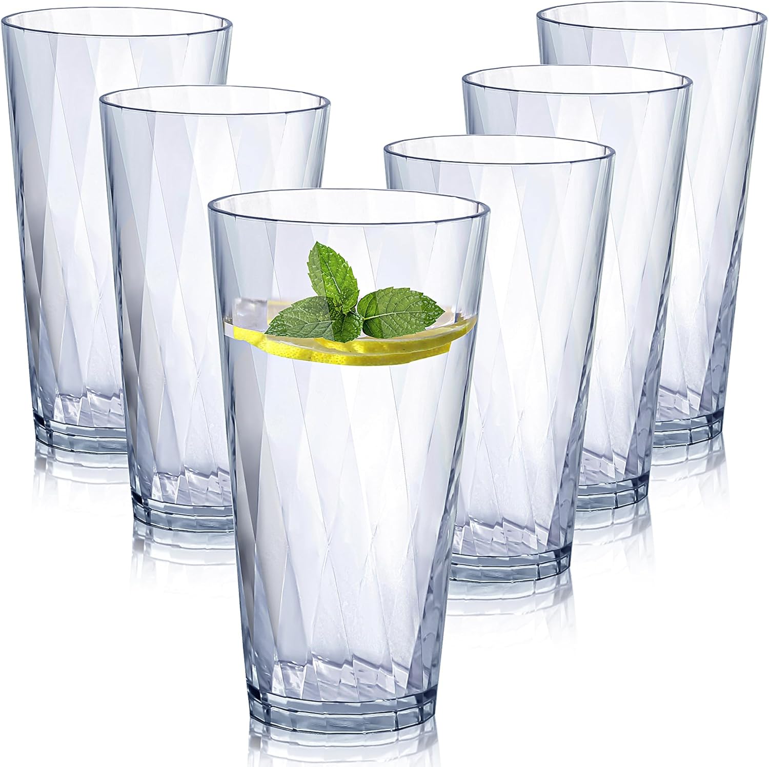HONGBOLI Unbreakable Shatterproof Plastic Drinking Glasses Set of 6