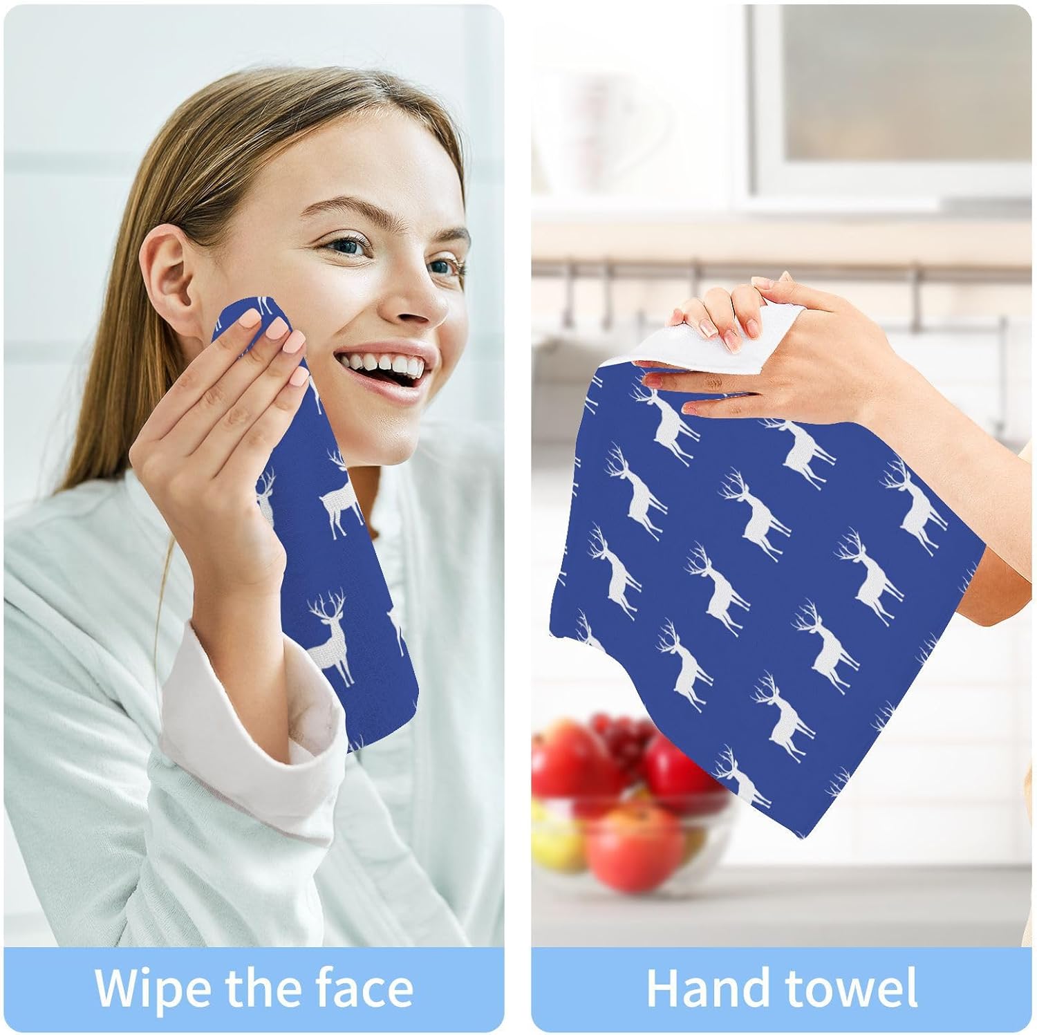 Christmas Reindeer Washcloth 2-Pack for Bath Gym Spa and Beyond