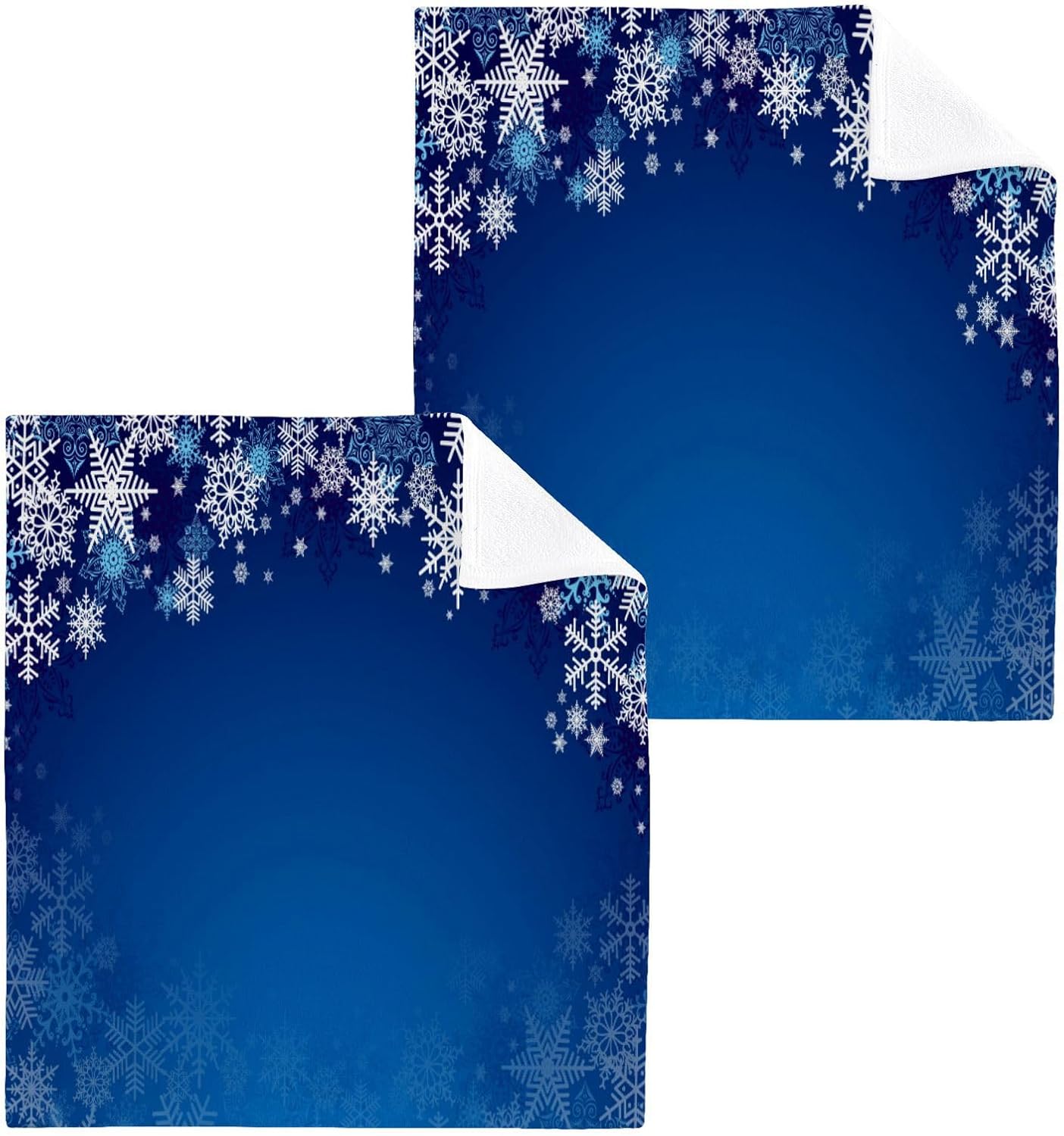 Christmas Blue Snowflake Washcloths 2 Pack
