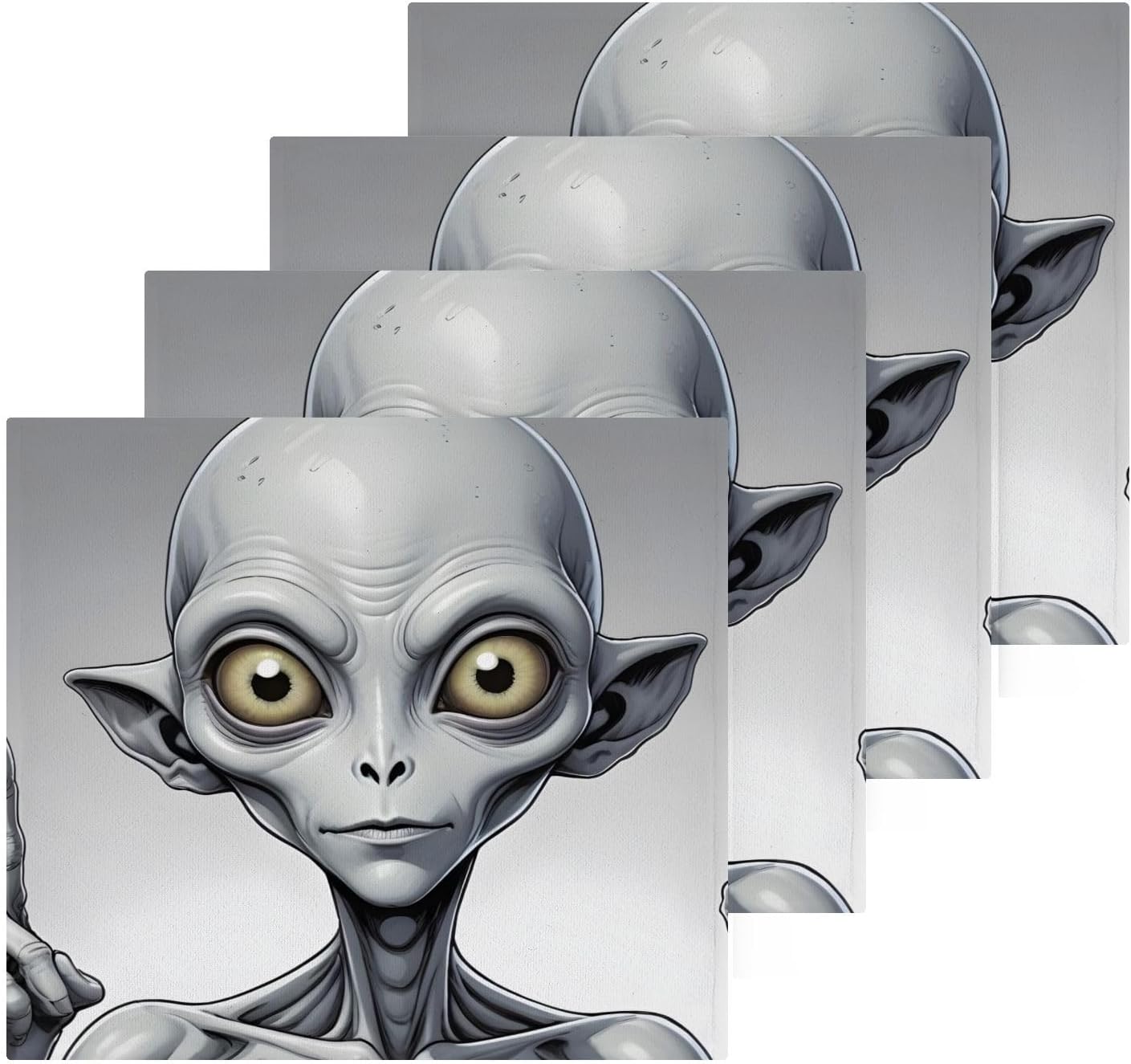4-Piece Washcloth Set with Alien Print