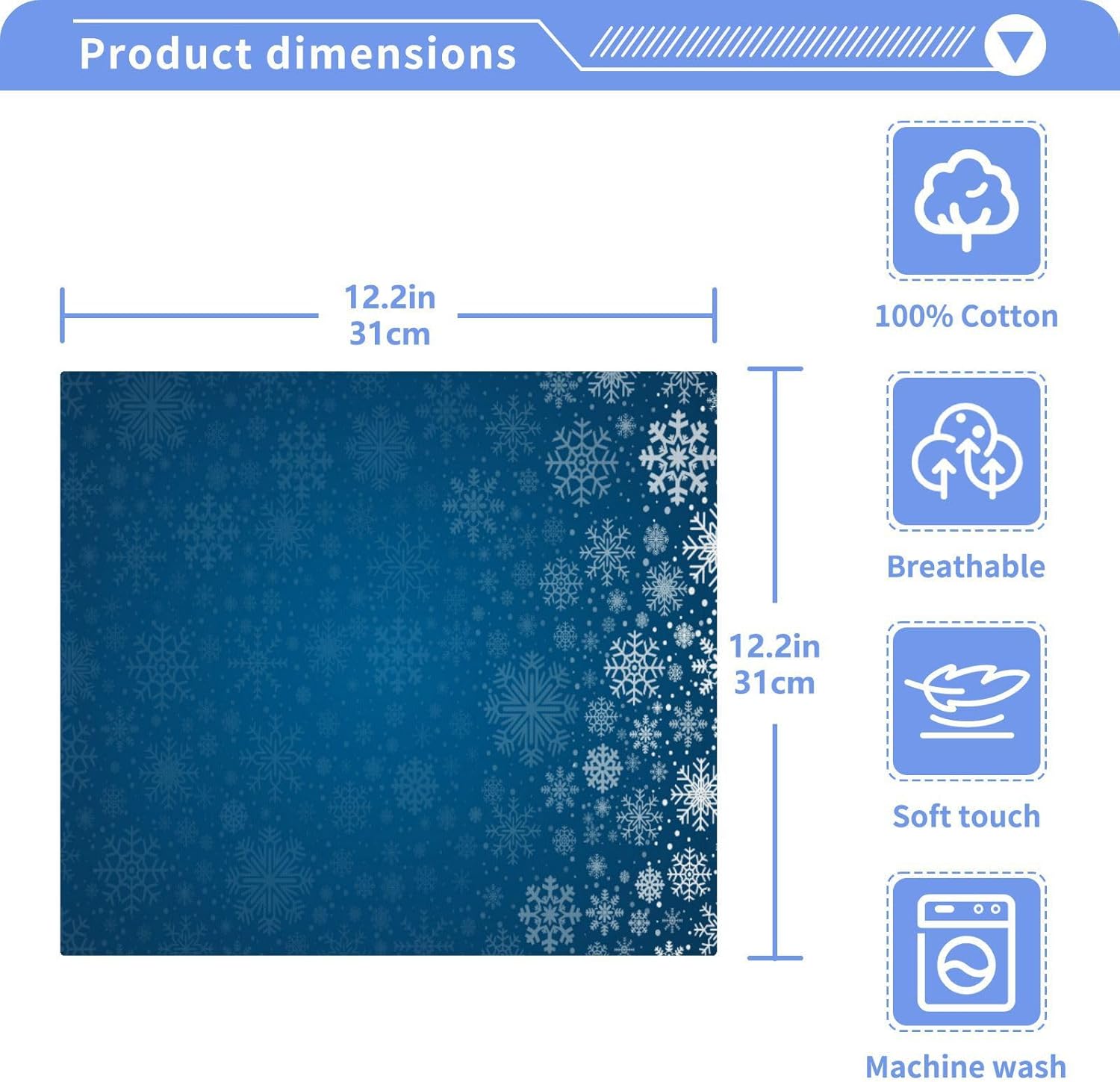 YetTasar Blue Snowflake Washcloths Soft Reusable