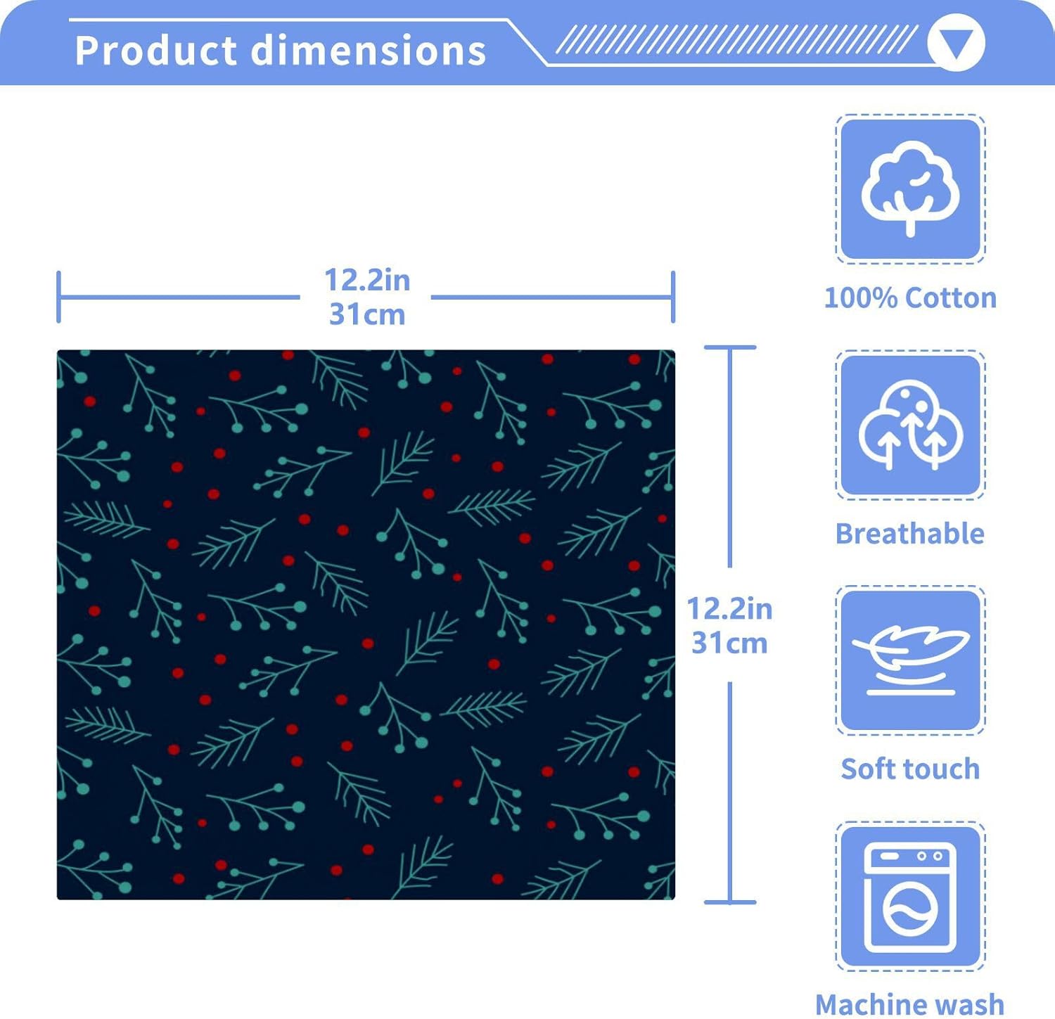Festival-Worthy Soft Absorbent 12x12 Christmas Washcloth Set