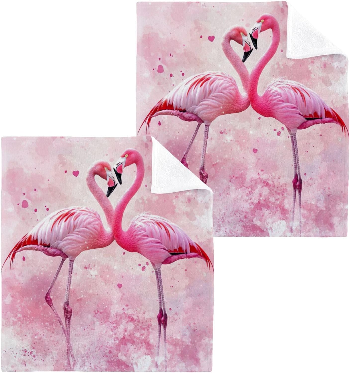 Flamingo in Love Washcloth Set