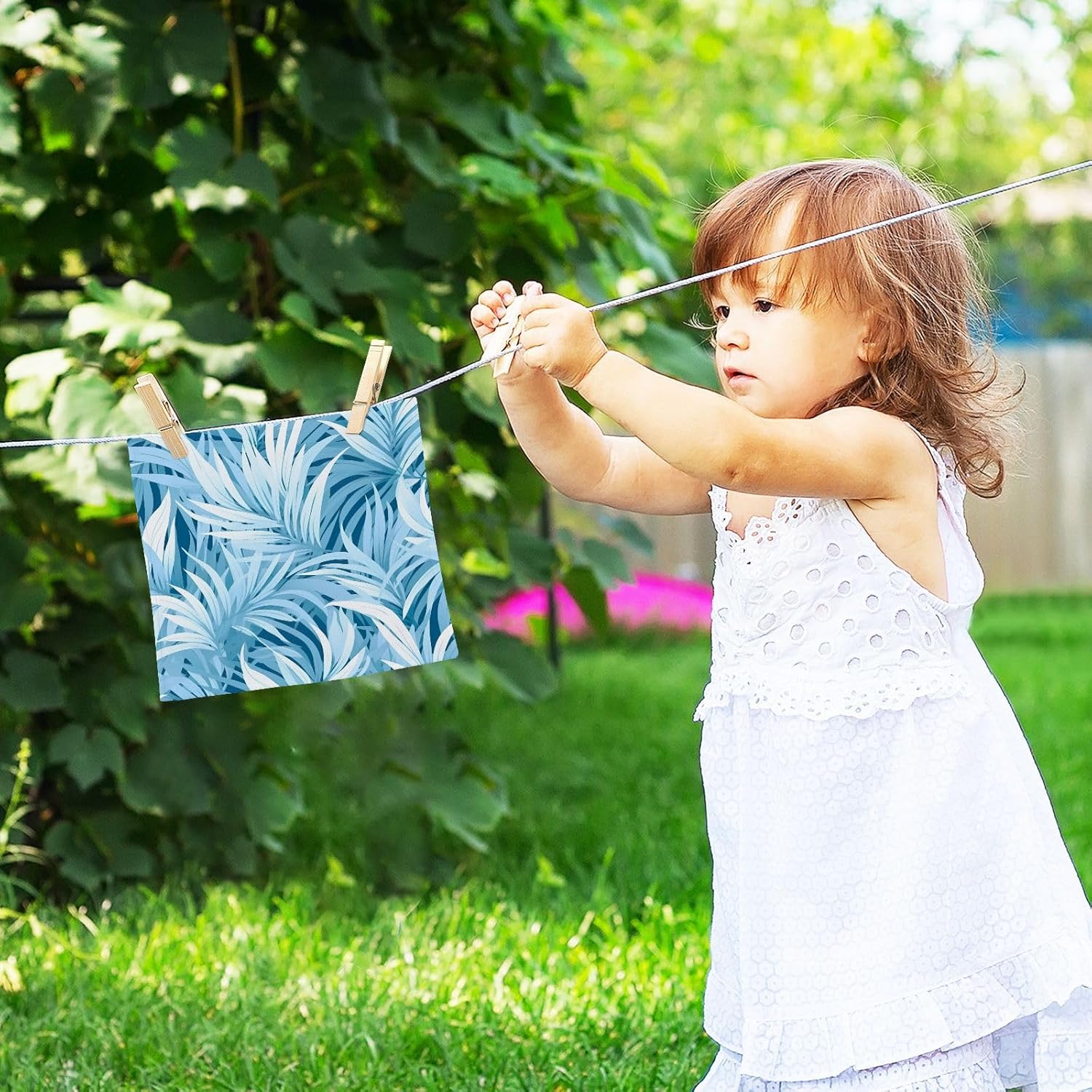 Blue Leaves Washcloth Set - Soft 12x12 Reusable Cotton Towels for Baby Beyond