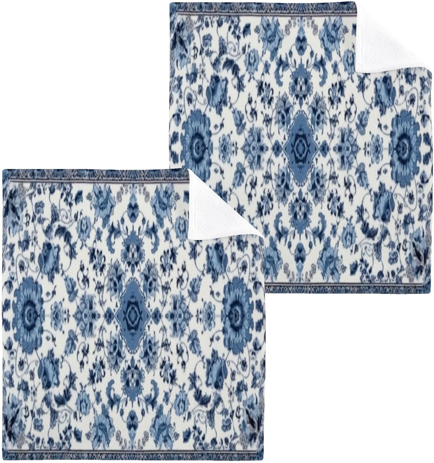 YETTASBIN Blue Texture Washcloths 2 Pack