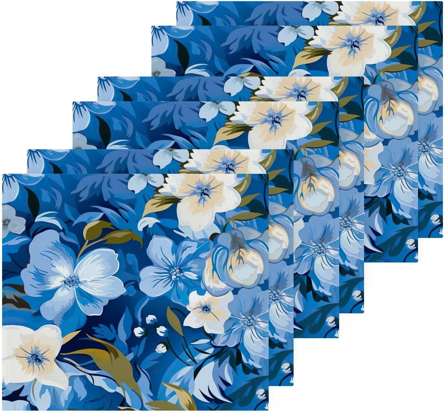 Blue Flower Washcloth Set Reusable Soft for Baby Daily Use