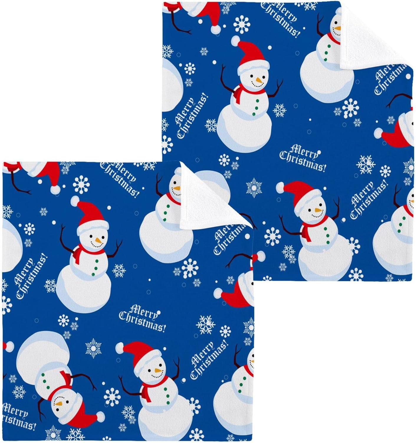 Xigua Christmas Snowman Washcloths Set of 2 12x12 Inch