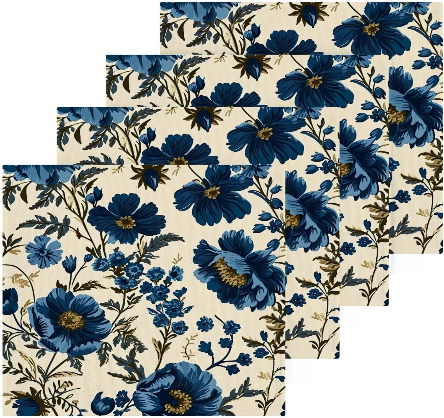 YETTASBIN Blue Flower Washcloths 2 Pack 1