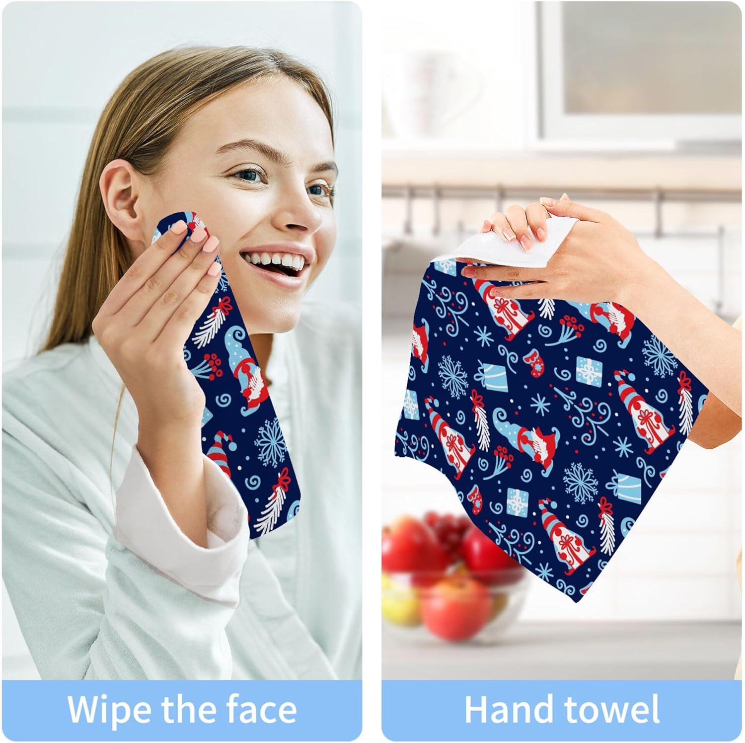 Xigua Christmas Gnomes Washcloth Set 2-12 Pcs