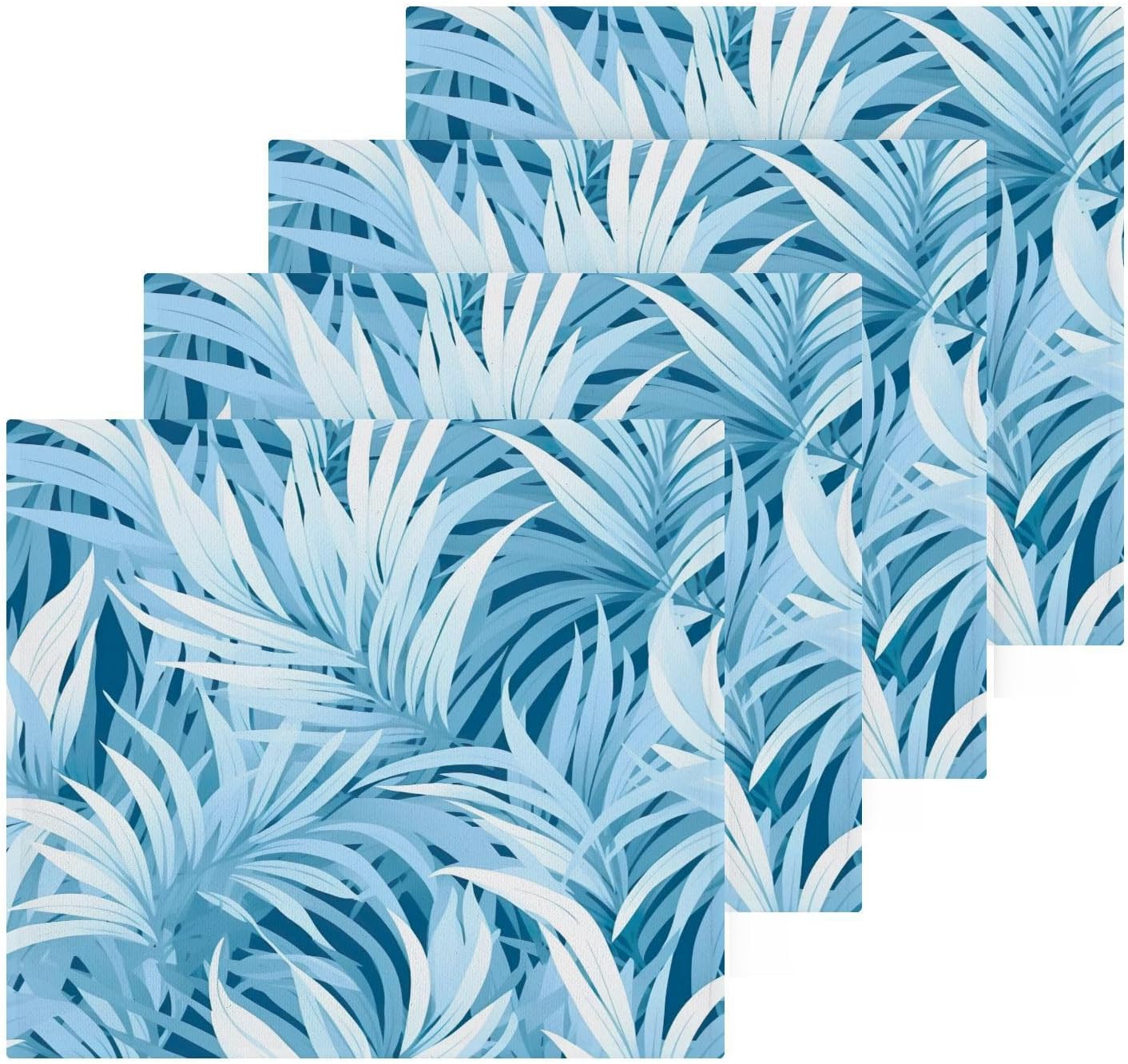 Blue Leaves Washcloth Set - Soft 12x12 Reusable Cotton Towels for Baby Beyond