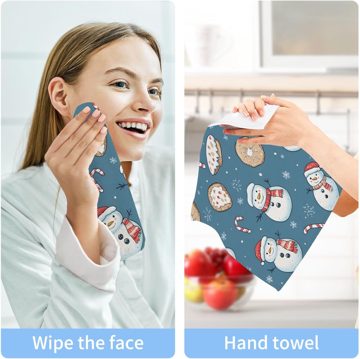 Xigua Snowman Washcloth Set Fast Drying Multi-Purpose