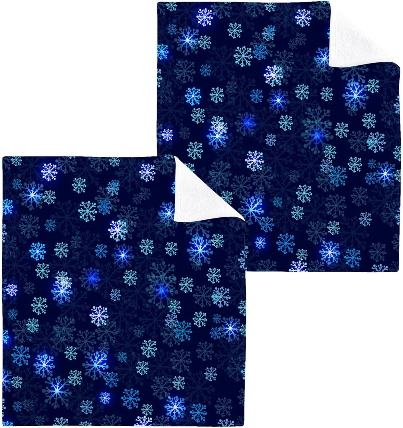 Xigua Christmas Snowflake Washcloths Set of 2 12x12 Inch