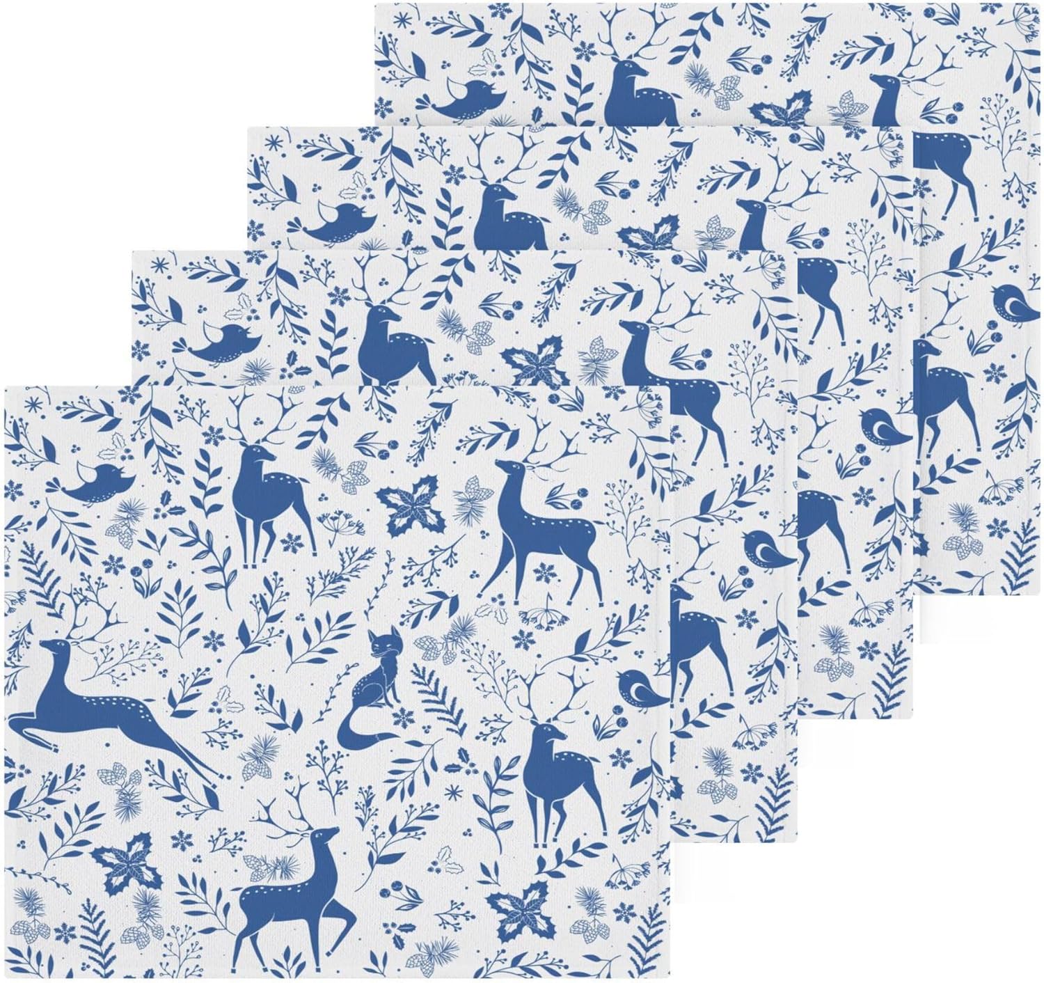 Xigua Christmas Deer Washcloths Set of 2 12x12 Inch